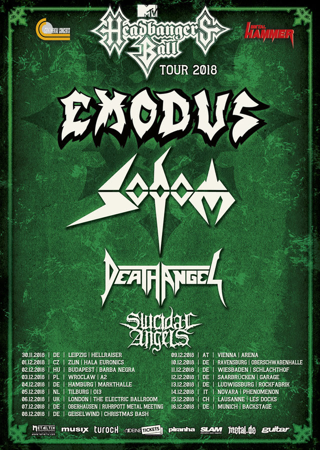 Headbangers Ball Tour w/Exodus + Sodom + Death Angel + Suicidal Angels @Phenomenon – Fontaneto d’Agogna (NO), 14 dicembre 2018