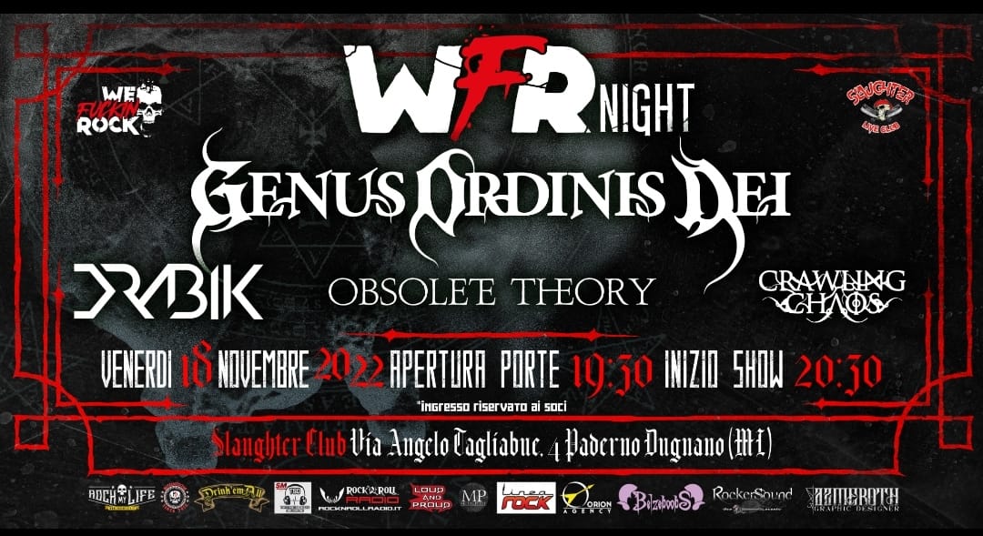 Genus Ordinis Dei, una data allo Slaughter Club Per WFR Nignt · Metal  Hammer Italia